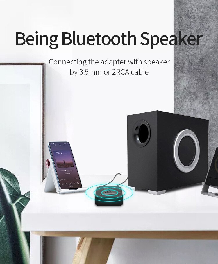 Bluetooth 5.0 Ontvanger Zender 3.5Mm Aux Jack Rca Muziek Wireless Audio Adapter Handsfree Call Mic Nfc Auto Kit Voor tv Auto Op