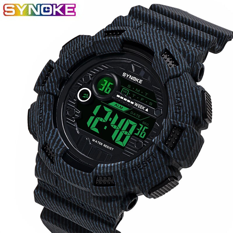 SYNOKE-reloj deportivo para hombre, cronógrafo Digital, resistente al agua, con pantalla Led
