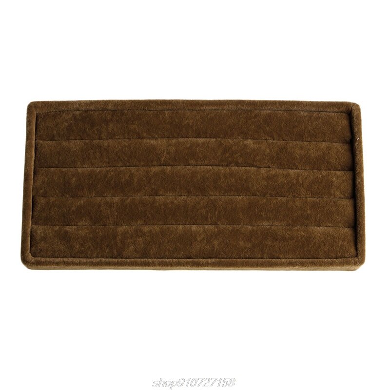 Samettikorusormus korvakoru näyttölaatikko tarjottimen pidike säilytysvitriinin järjestäjä  d14 20: Kahvia