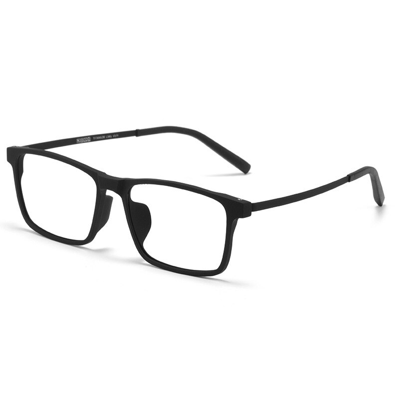 #39 mænds og kvinders ultra #39 lette firkantede brillestel i ren titanium nærsynethed astigmatisme receptpligtige briller stel  k8866: Sort