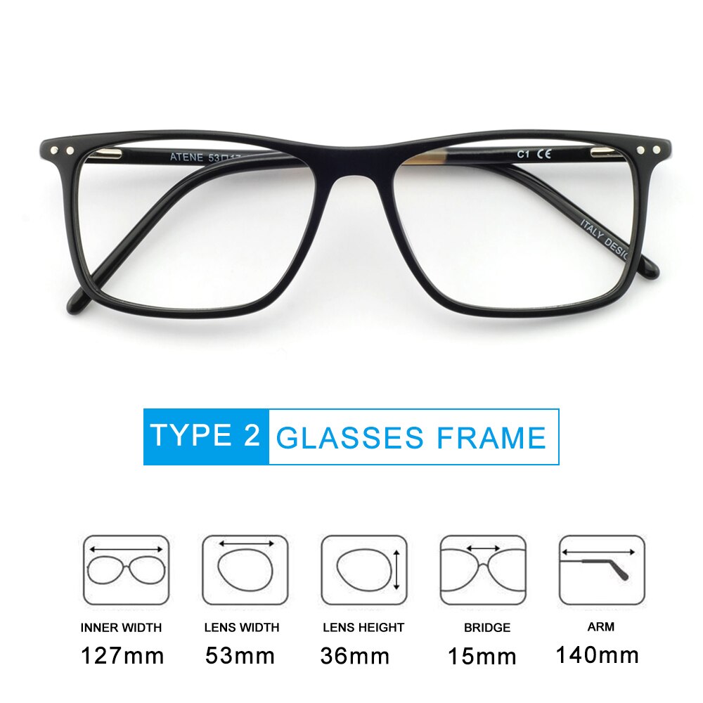 OCCI CHIARI Computer Glasses Frame Men Optical Eyeglasses frames Clear Lens blue light Gaming Eyewear Prescription Male: BLACK