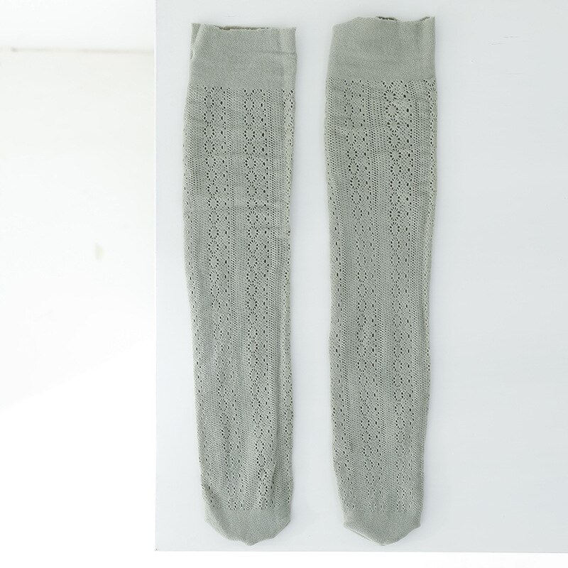 Kids Kniekousen Zomer Hollow Out Meisjes Kinderen Dunne Prinses Sokken Katoen Mesh Sok Meisje Ademend Lange socken: Grey