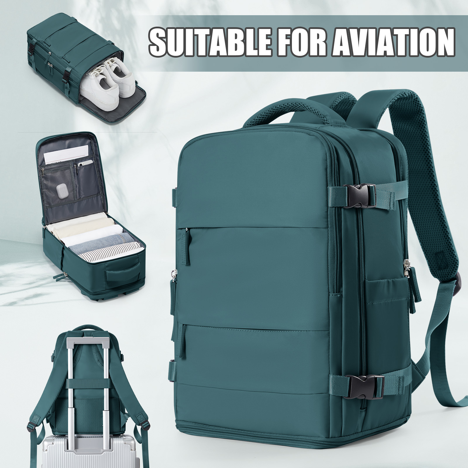 Mochila de viagem para mulheres e homens, mochila Ryanair 40x20x25 bagagem de avião de cabine EasyJet 45x36x20 mochila bolsa para laptop de negócios: 16 polegadas / YELLOW