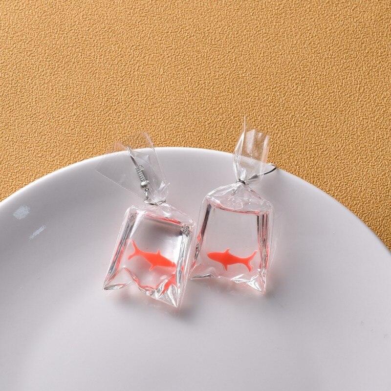 Kreative transparent Koi Fisch goldfisch Wasser Tasche Ohrringe für Frauen Mädchen Niedliche Kleine Goldfisch Baumeln Earing Schmuck Zubehör: H27807