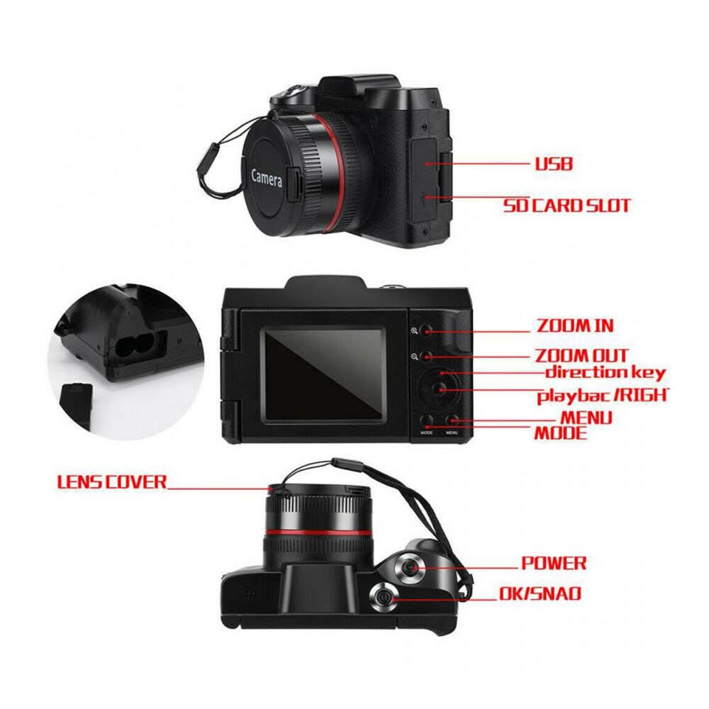 Nueva videocámara 1080P HD cámara de vídeo 16X Zoom Digital portátil Anti-vibración videocámaras con pantalla LCD DV grabadora