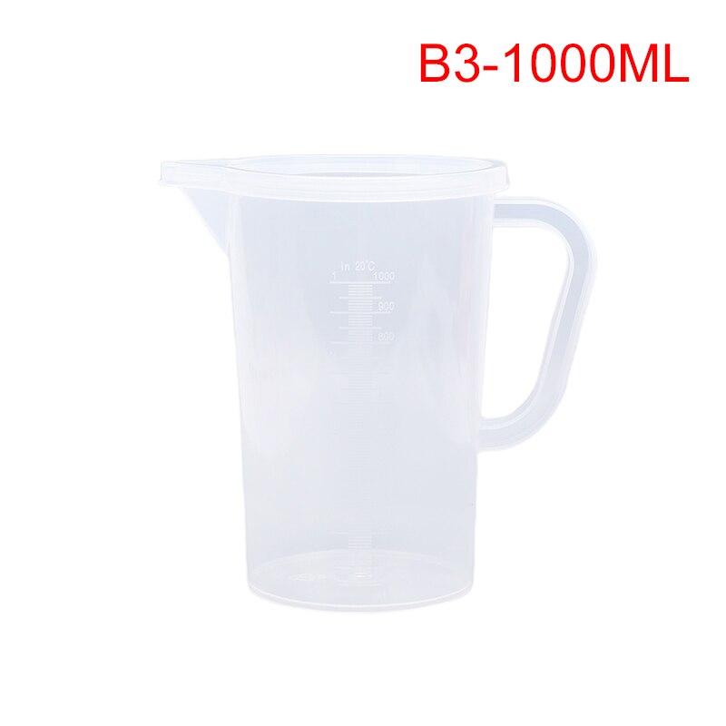 Tasse à mesurer en plastique Transparent, récipient gradué, outil de cuisine, 250/500/1000/2000ml: With cover 1000ml