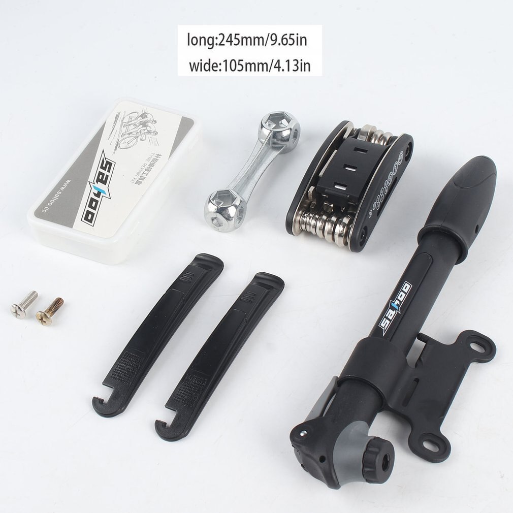 Bicycle Cycling Multifunctional Repair Tool Sets Kits with Mini Pump Bag Puncture Tyre Multi Repair Kit Wrench Screwdriver