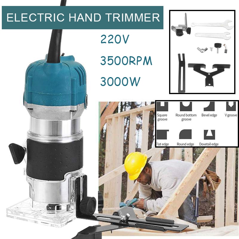 220V 3000W Hout Elektrische Hand Trimmer Houtbewerking Graveren Steken Trimmen Hand Carving Machine Hout Router Schrijnwerkers Set