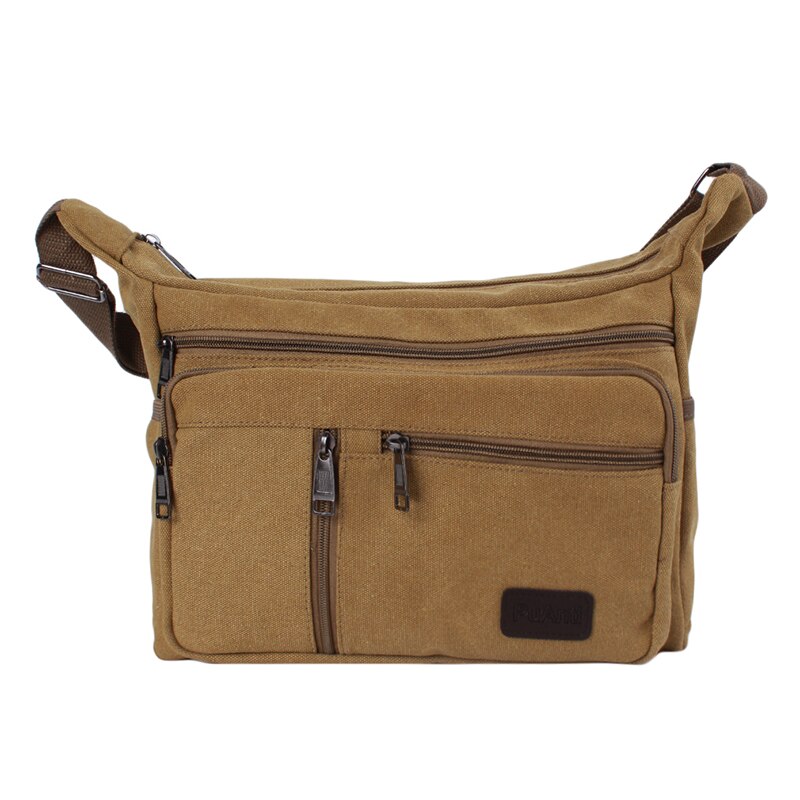 Men's Retro Casual Shoulder Bag Canvas Outdoor Simple Wild Diagonal Unisex Single Shoulder Messenger Bag: Khaki