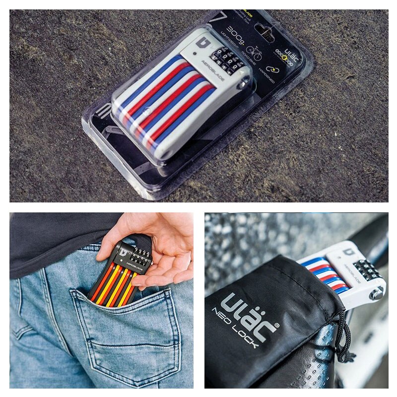 Bicycle Folding Combo Lock 70cm Arm 4 Codes Resettable Light Weight Pocket Size ULAC Anti-theft Bike Safety Lock