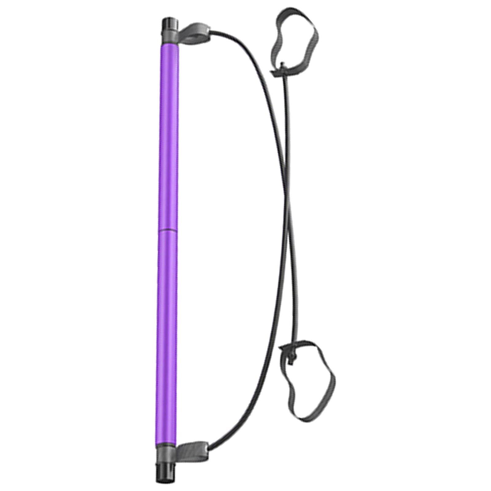 Pilates Exercise Bar Gym Workout Stick with Resistance Band Body Building Puller Yoga Rope Fitness Sport Pilates Bar: Purple