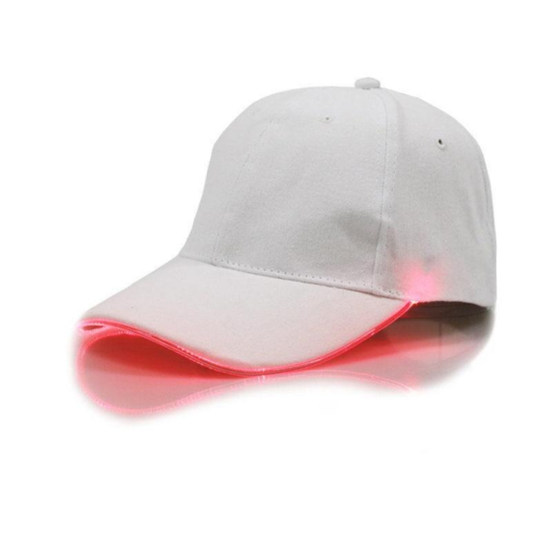 Prachtige Led Lichtgevende Glasvezel Baseball Cap Mode Unisex Effen Kleur Led Lichtgevende Baseball Cap Christmas Party Hat Cap