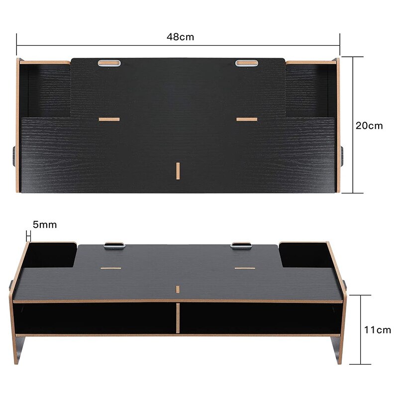 Wood Monitor Stand Multifunctional Office Desk Organiser Desktop Computer Sn Riser for TV, PC, Laptop