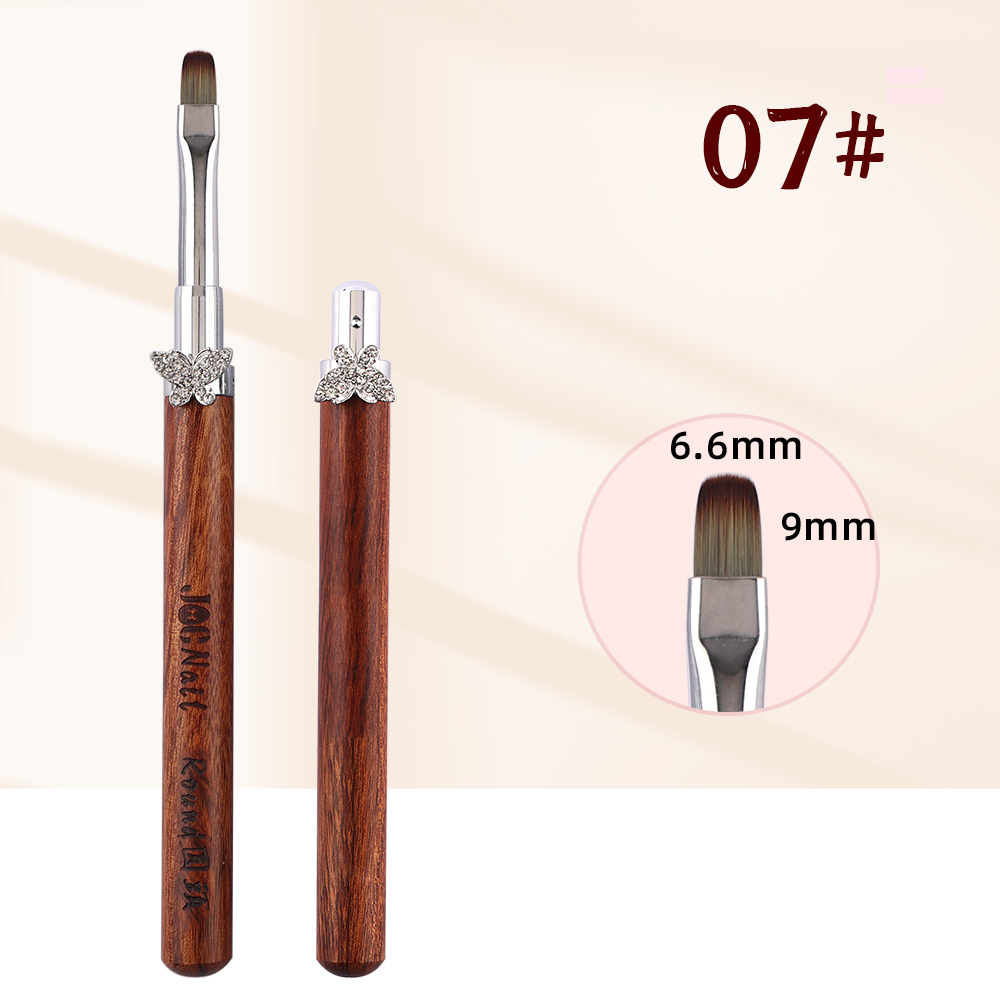 Nagelkonstborsteset avtagbar stång zirkonfjäril sandelullshandtag kantkrok uv-gelnagelborste nagelkonstverktyg: Mång