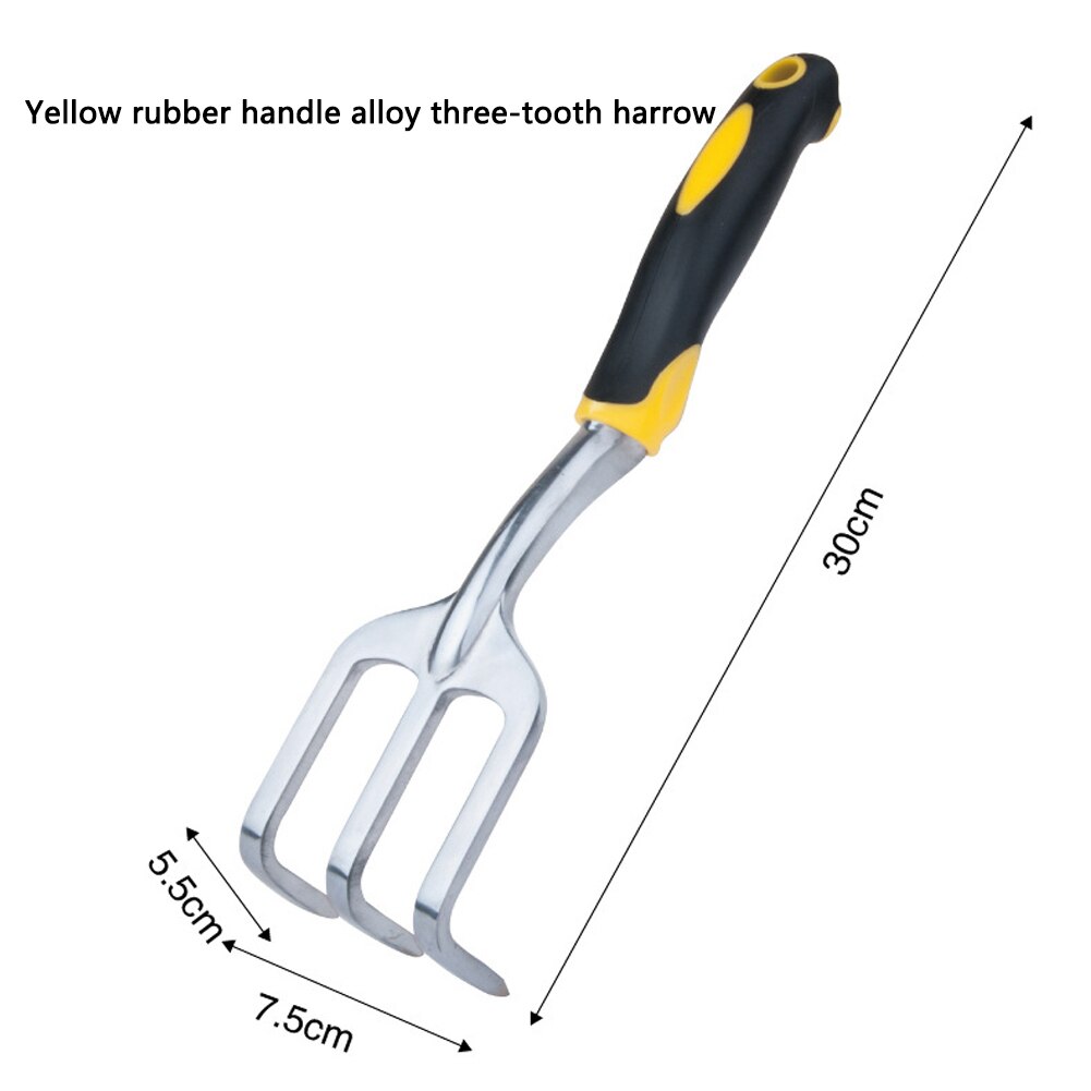5pcs Multi-Function Garden Kit Garden Tool Hand Shovel/Triclaw/Harrow/Drafter Loosening Soil Planting Tool Dig Weeder Cultivator: Three-tooth harrow