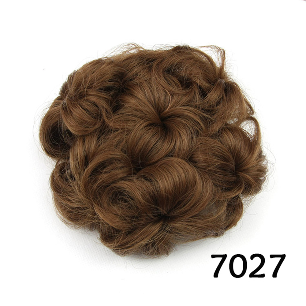 Soowee-moño de pelo sintético para mujer, accesorio de rodillo de rosquilla con flor rizada, color rubio y negro, banda de goma: T4/27/30