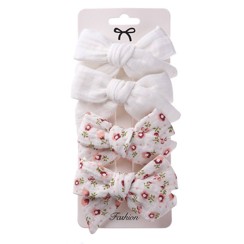 Pinzas para el pelo para niña, ganchos de algodón para bebé, accesorios bohemios, horquilla bonita para niña, 4 unids/set por juego: 12