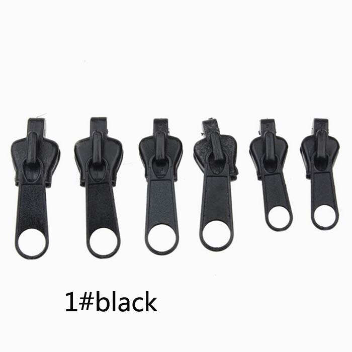 1set(6 uds) arreglar cremallera 3 tamaños diferentes deslizador del tirador de la cremallera de plástico No coser instantánea Kit de reparación de cremalleras universal para todos ¿: 1 black