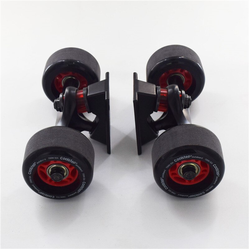 5 tum skateboard truckar 4 82a pu skateboard hjul abec 7 lager lång bräda komplett element aluminium 95a pu bussning: Svart 70 x 43mm