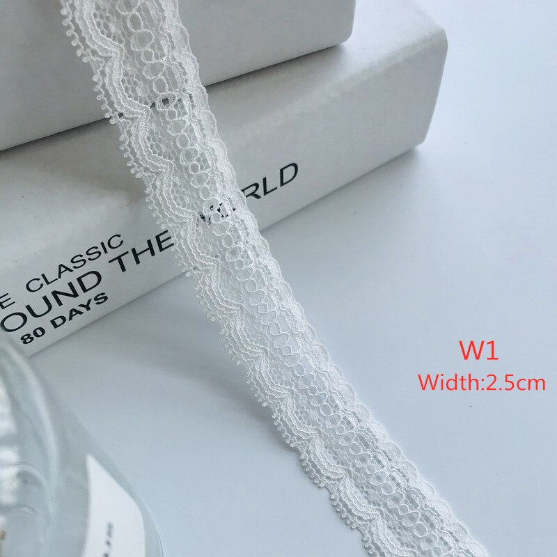 Wit Geborduurde Kant Trim Linten Stof Bruiloft Diy Kleding/Cadeaupapier: 3M / W1