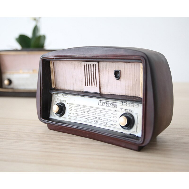 Europeisk stil harpiks radio modell retro nostalgisk ornamenter vintage radio håndverk bar innredning tilbehør antikk imitasjon