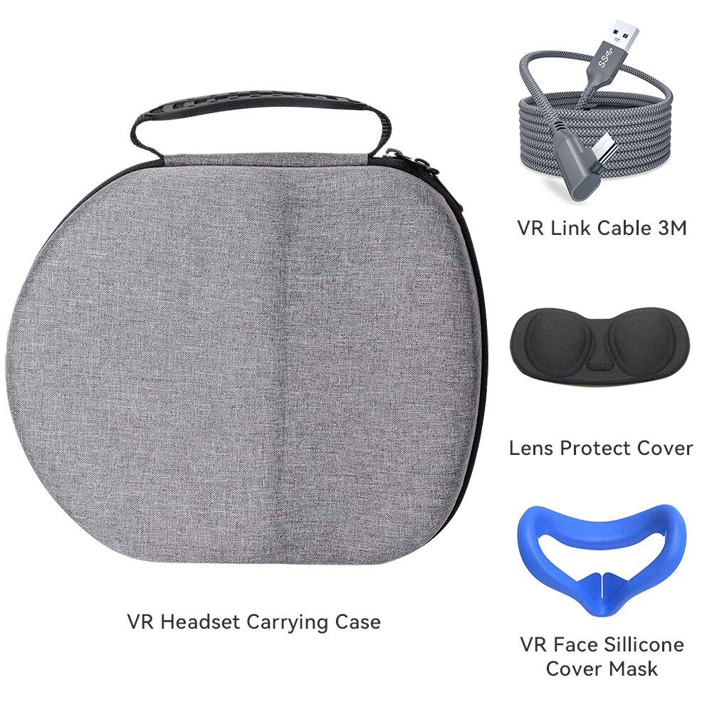 For Oculus Quest 2 Accessories Kits VR Glasses Face Pad Eye Cover Travel Storage Bag For Oculus Quest 2 Link Cable 3M USB 3.0