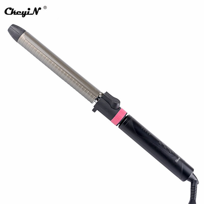 Professionelle Keramik Haar Curler Dreh Eisstockschießen Eisen Zauberstab Eisstockschießen Bügeleisen LCD Zauberstab Lockenwickler 110-240V Temperatur Einstellung Clip: 25mm