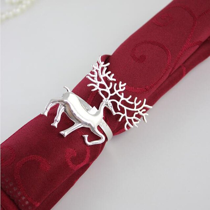 6 Stks Metalen Kerst Herten Vorm Servetring Servet Gesp Hotel Restaurant Home Tafel Decoratie Serviette Holder