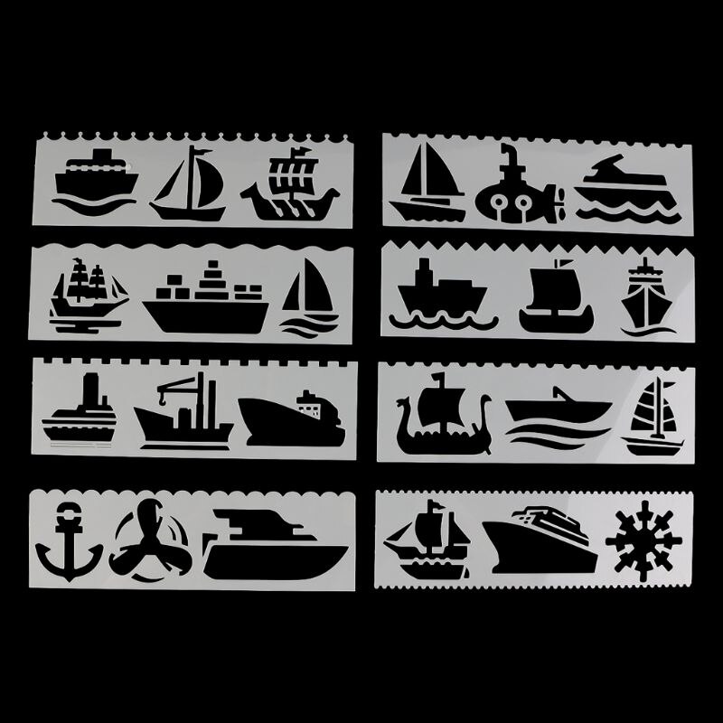 8 Stks/set Kids Plastic Tekening Sjabloon Heersers Stencils Diy Schilderen Diy Maken School Supply Gereedschap Craft: Blauw