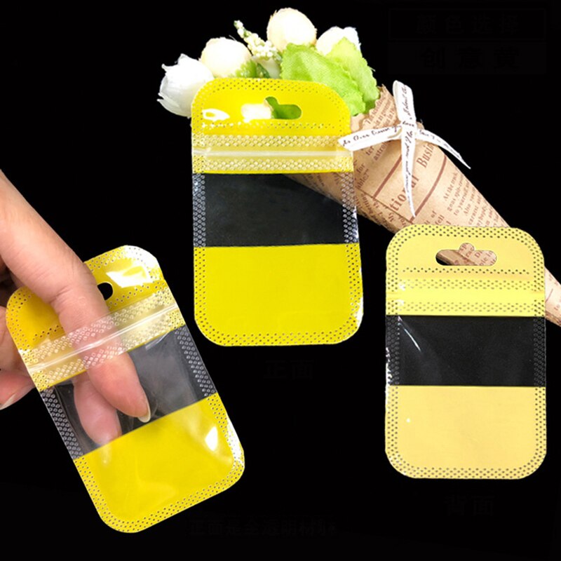 50 Stks/pak Kleine Plastic Zip Lock Bag Met Gat Clear Rits Sieraden Verpakking Zak Mini Zip Lock Opbergzakken