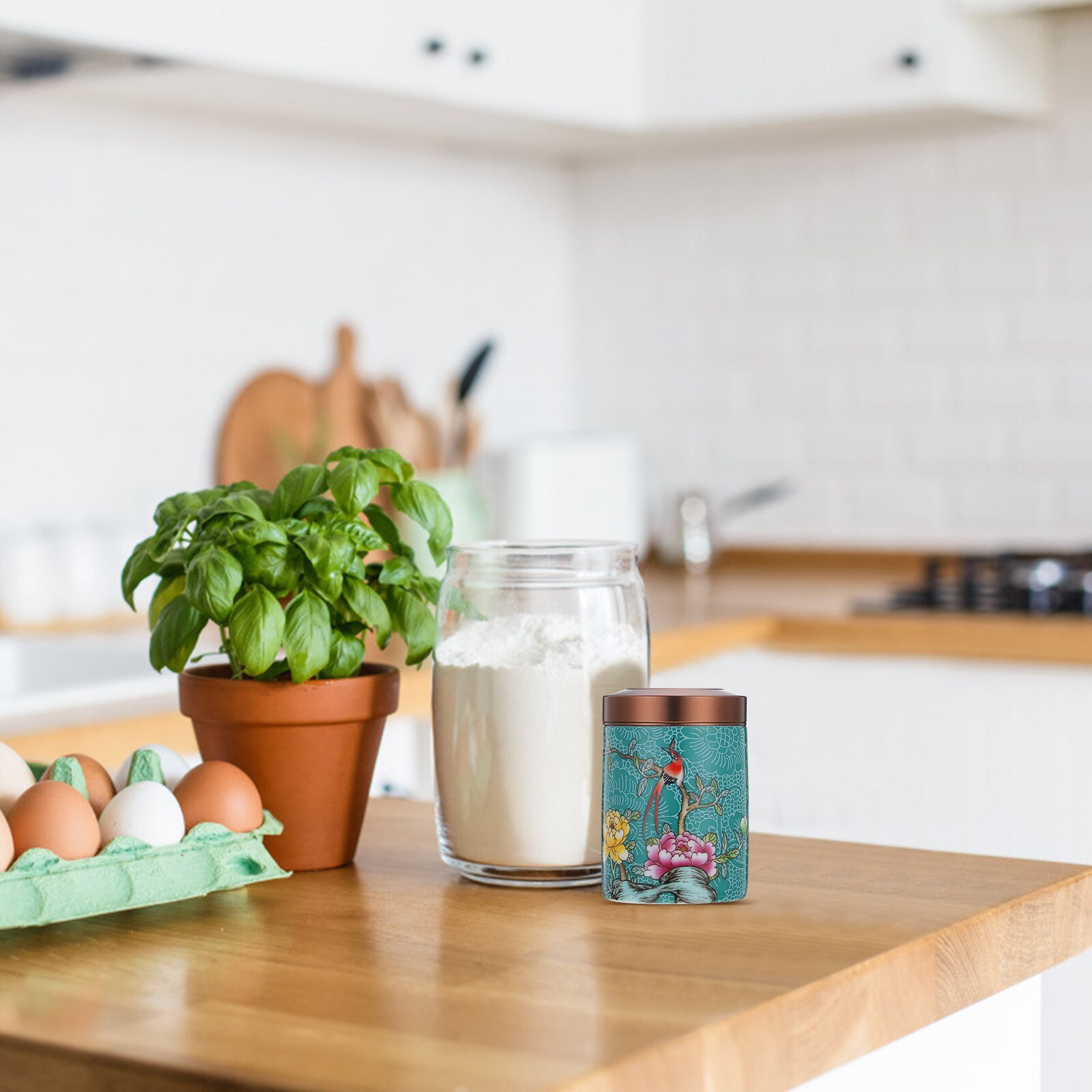 Painted Bulk Tea Container Ceramic Tea Caddy Scented Tea Packaging Canister