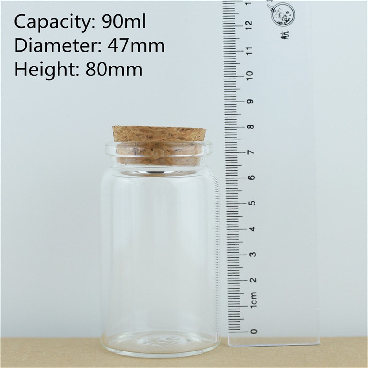 6 Piece 47*80mm 90ml Cork Glass Bottle Stopper Spicy Storage Jar Bottle Containers Glass spice candy Jars Vials DIY Craft