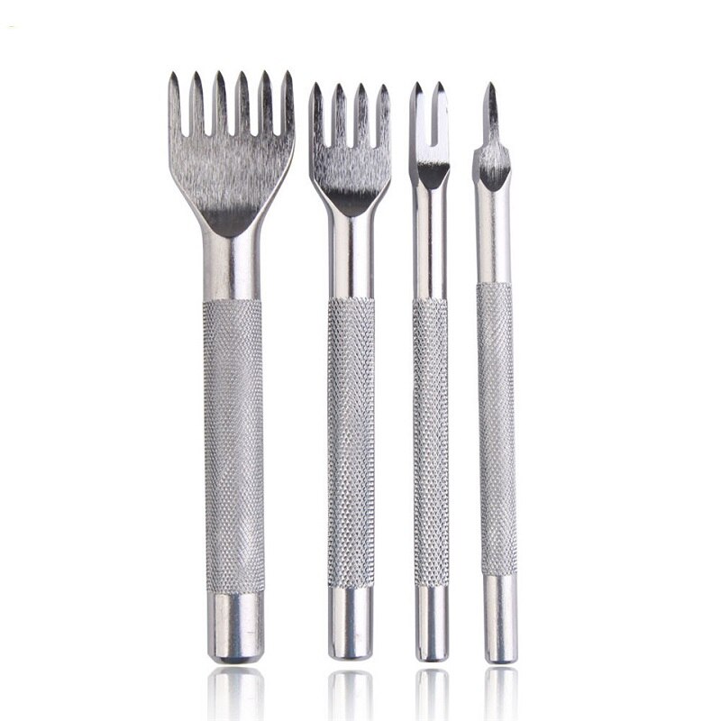 Kit de herramientas para perforar cuero, cuero con herramientas para perforar 4 estilos, para manualidades, con punta de diamante, Color negro, plateado, dorado y Retro