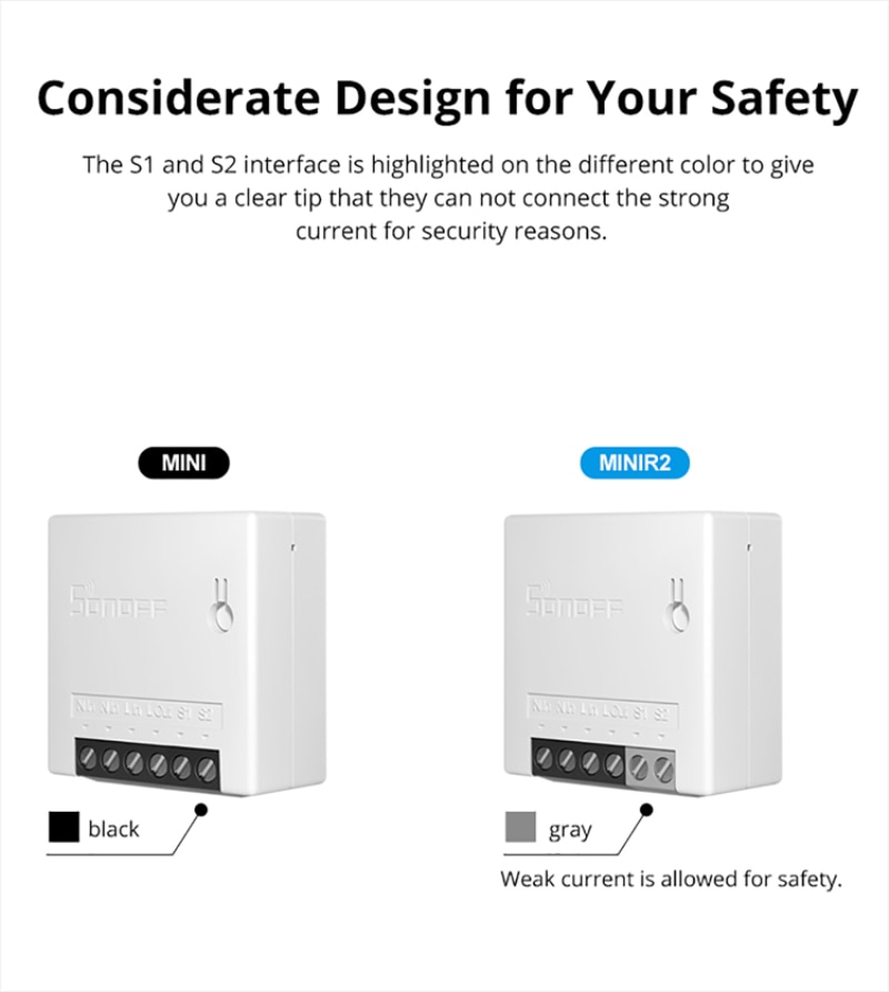 Sonoff Mini R2 DIY Wifi Smart Switch Timer Wireless Switches Smart Home Automation Compatible with eWelink Alexa Google Home