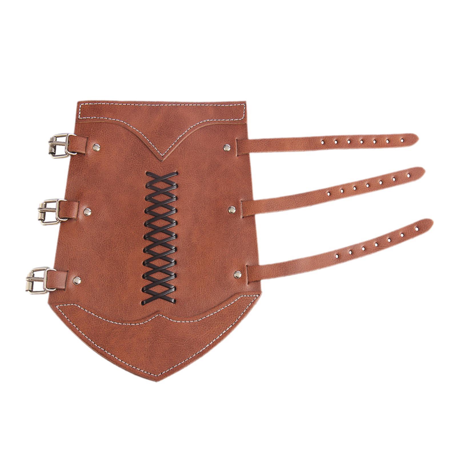 PU Leather Gauntlet Wristband Medieval Costume Bracers Wrist Guard Cosplay