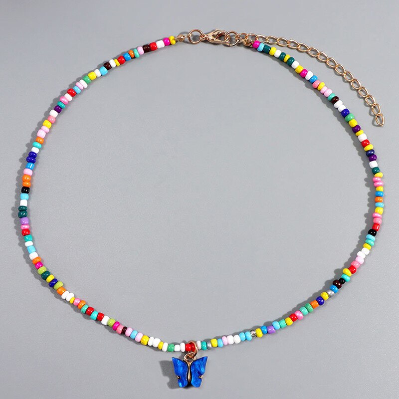 Neue Trend Elegante Schmuck Multi-schicht Mixcolor Perlen Kette Herz Anhänger Halskette Unquie Frauen Halskette X0118: X0119-darkblue