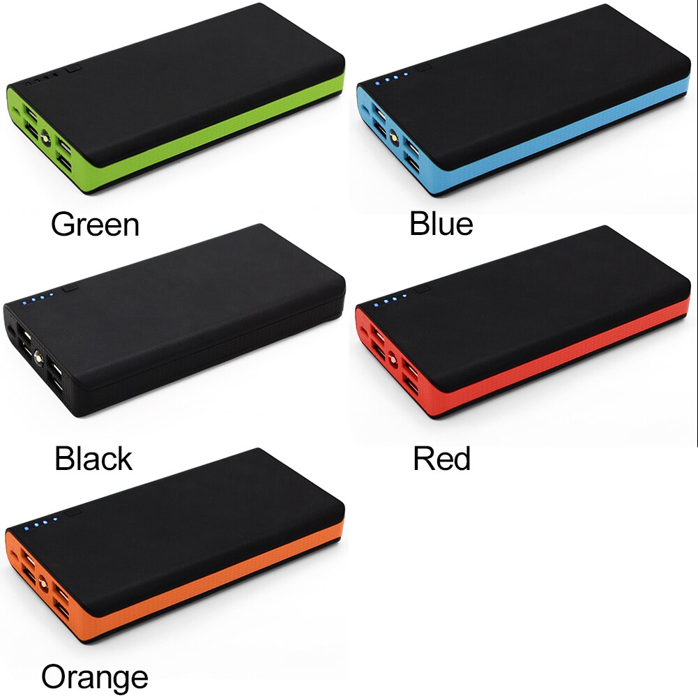 Armazenamento universal portátil power bank plástico caixa de luz led 4 portas usb escritório carregador externo resistência à poeira pulseira caso