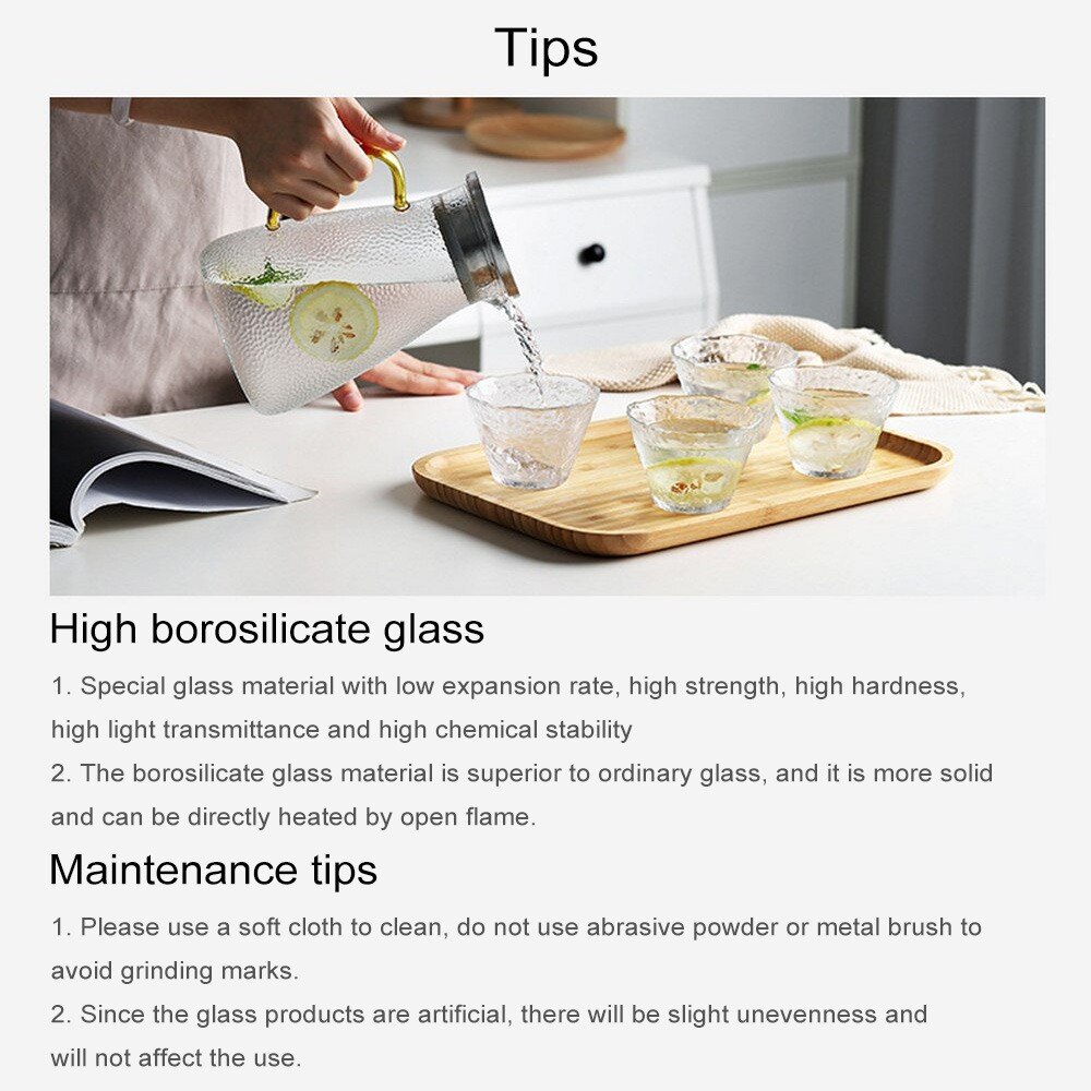 1500/2000ML Transparent Glass Water Jugs Heat Resistant Carafe Juice Tea Pot Pitcher with Stainless Steel Filter Concise Kitchen