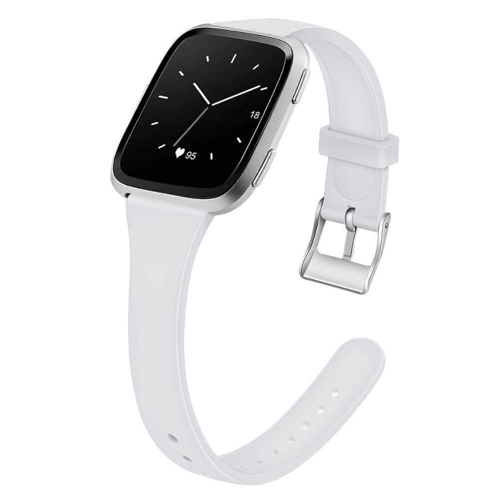 Replacement Band For Fitbit Versa 2 Band Silicone Slim Thin Narrow Replacement Watch Starp For Fitbit Versa/Versa 2 Women Men: White / S-(140-190mm)