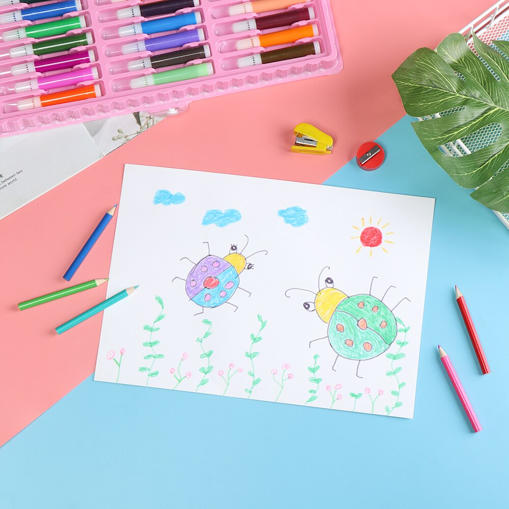 150 pçs/set crianças arte desenho da água cor lápis lápis pastel óleo pintura graffiti ferramenta artigos de papelaria kit