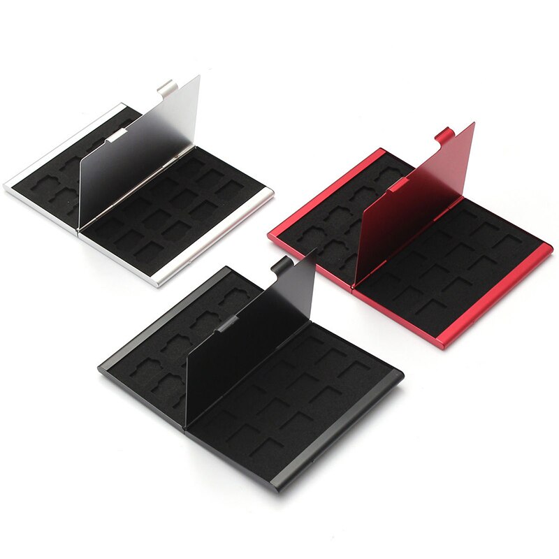 Aluminum Memory Card Case Box Holders For 24pcs TF Micro-SD Card Color Random