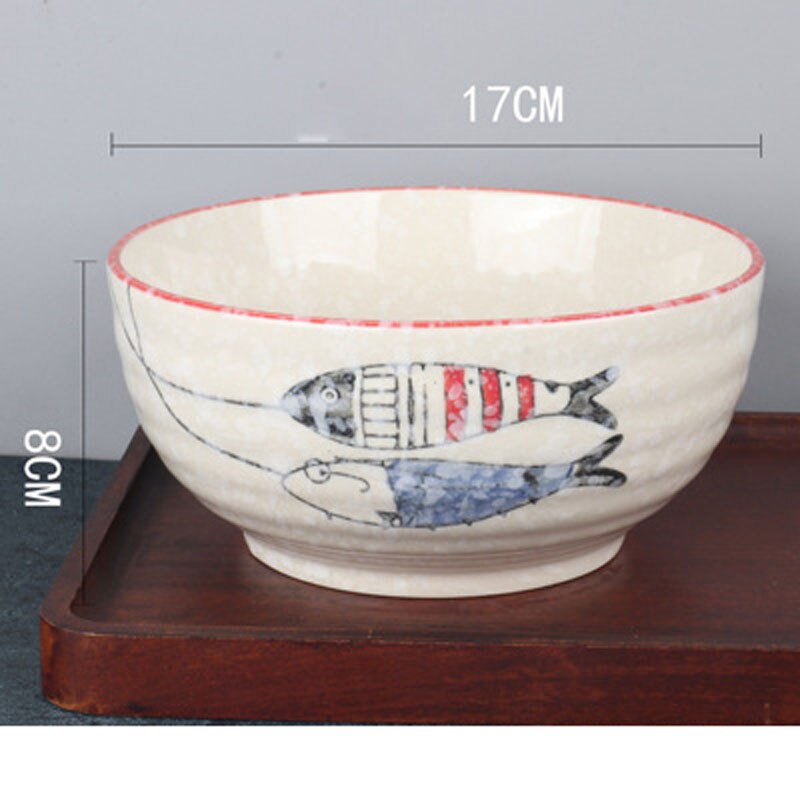 Handmade enamel hand-painted 7-inch Japanese bowl pottery household soup bowl commercial restaurant large noodle bowl: Deep Blue