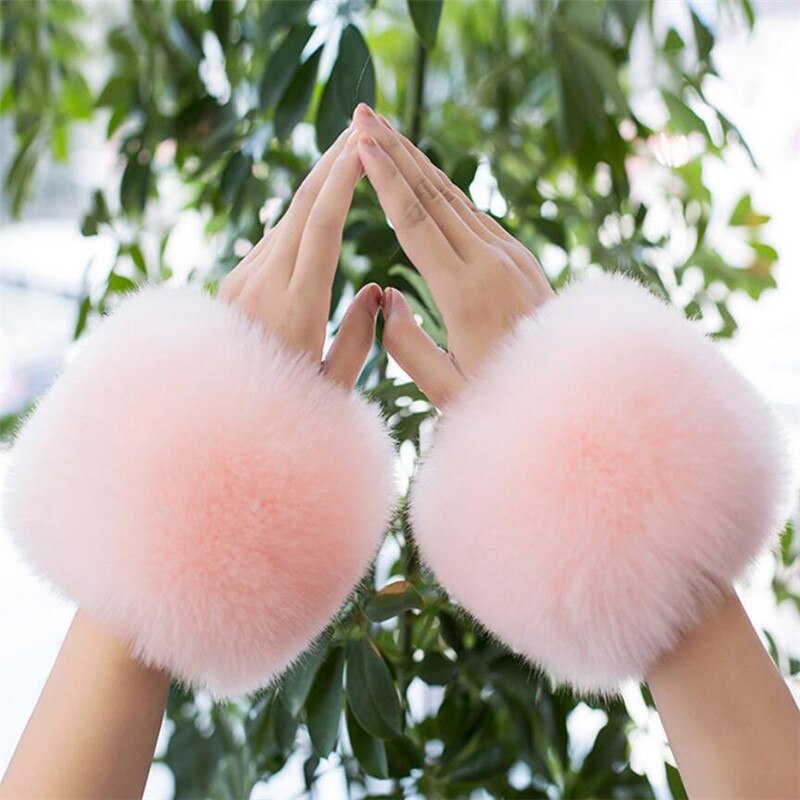 Manchette en fausse fourrure de renard de pour femmes, chauffe-bras, mignon, décor, hiver, automne, manches courtes, solide, W108