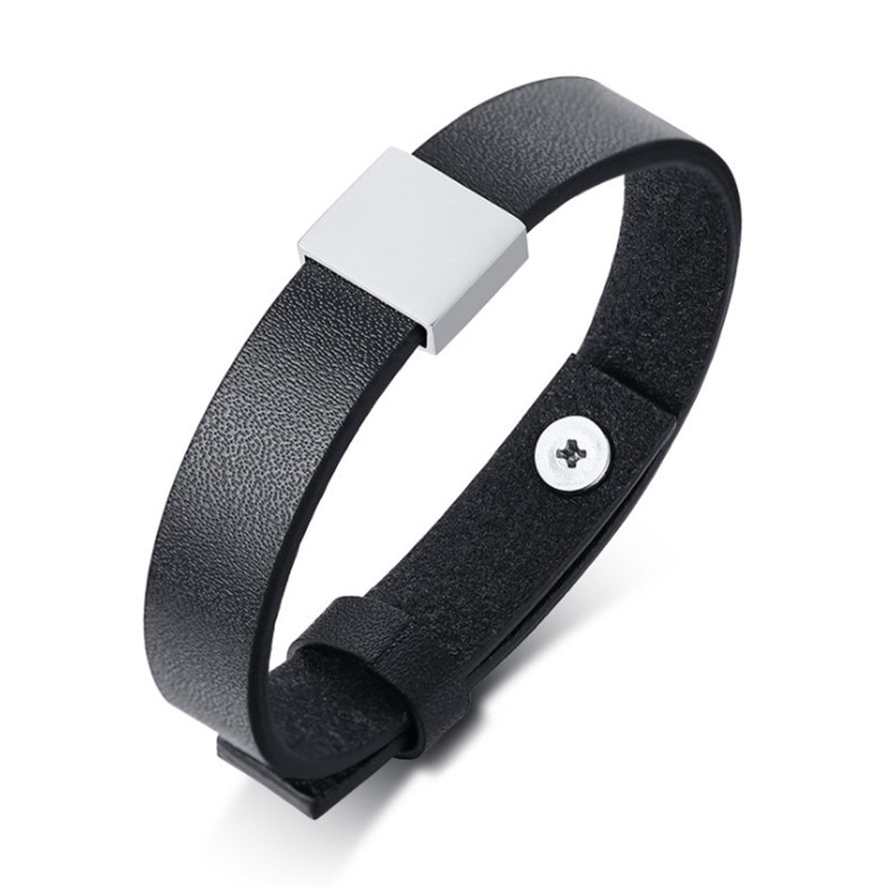 Heren accessoire sieraden eenvoudige stijl zwarte microvezel leren armband zwarte leren armband
