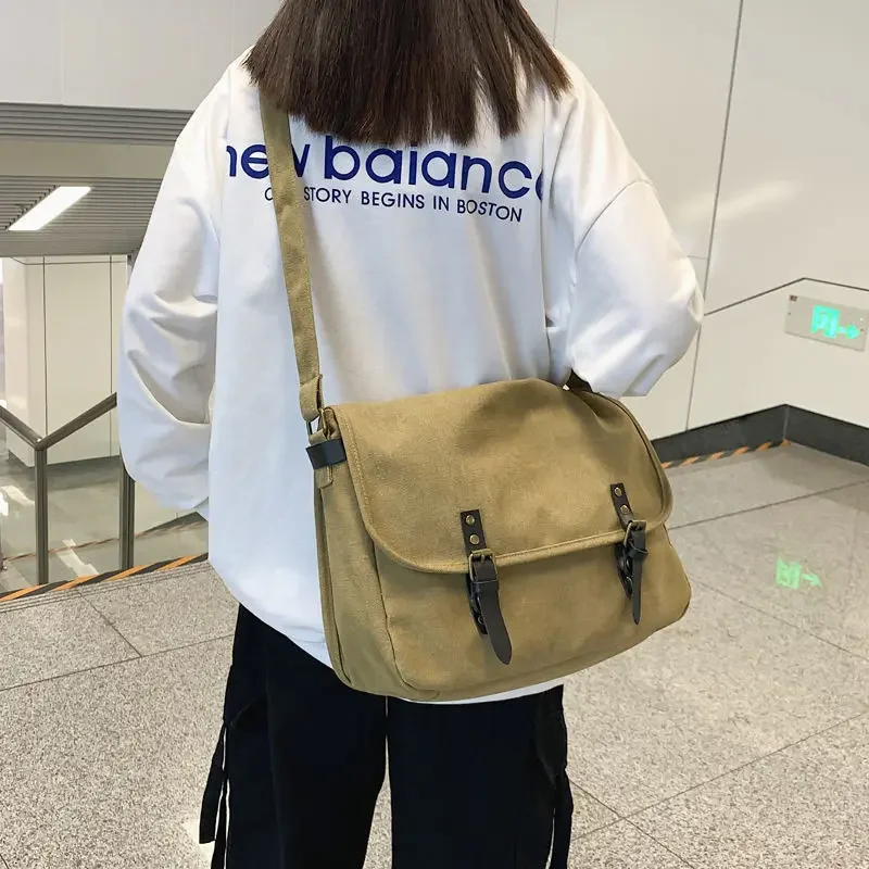 Crossbodytassen van canvas met grote capaciteit, casual handtassen voor heren, vintage schoudertas, messenger bag, vrijetijdstas, studententas, tas, bolsos