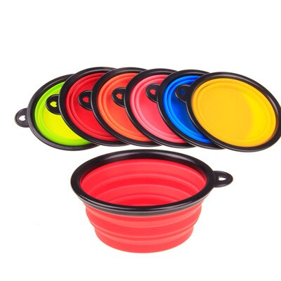 Bol doble para perro plegable de silicona, maceta de perro y gato, bote antideslizante, tazón individual, portátil: Single bowl (random)
