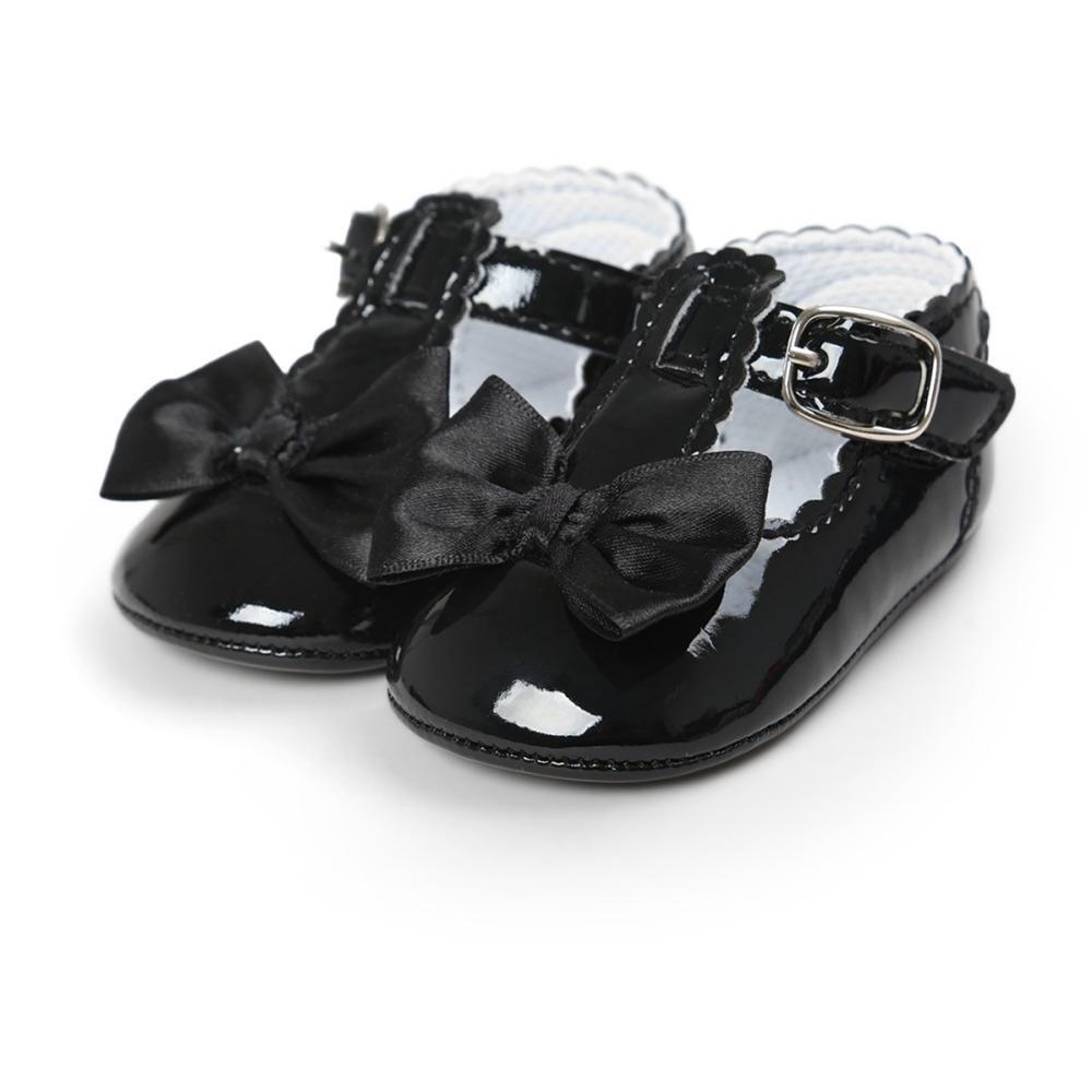 Baby Meisje Schoenen Spiegel Lente Baby Girl Eerste Wandelaars Mooie Pu Schoenen Prinses Antislip Baby Zachte Schoenen: Black / 13-18 months