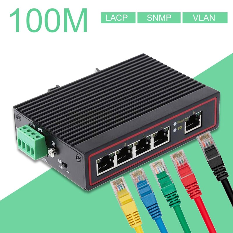 5-Port RJ45 10/100M Ethernet Desktop Switch Hubs Network Laptop DIN Rail Type