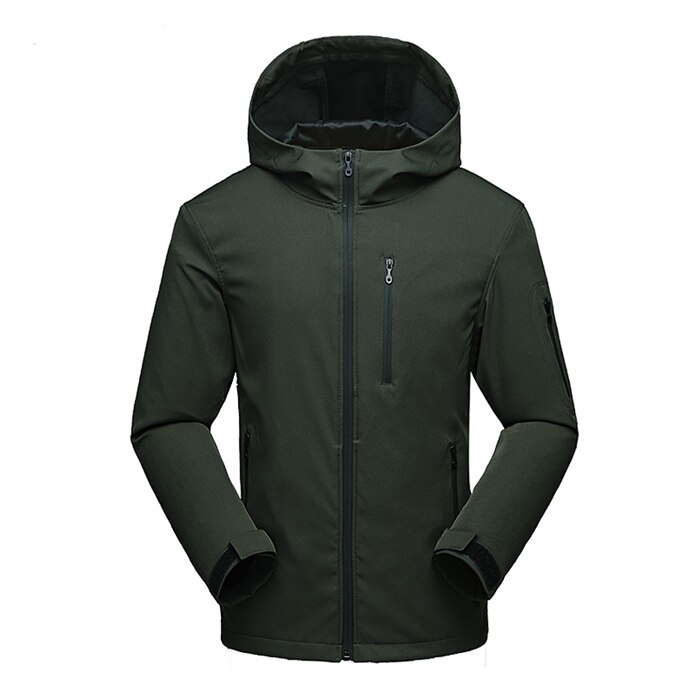 Mountainskin Spring Men's Hiking Softshell Jackets Outdoor Sports Camping Trekking Climbing Windproof Male Hooded Coats VA423: Army Green / Asian Size L