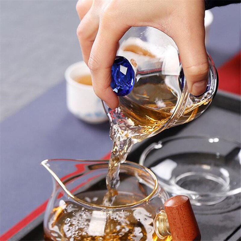 Taza de té de viaje de zafiro chino, vaso de vidrio transparente, resistente al calor tradicional, Gaiwan Guan Yin Kung Fu, 200ml